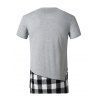 Plaid Print Side Slit Faux Twinset T-shirt - LIGHT GRAY M