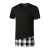 Plaid Print Side Slit Faux Twinset T-shirt - BLACK XXL