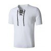Short Sleeve Lace-up Pocket T-shirt - WHITE M