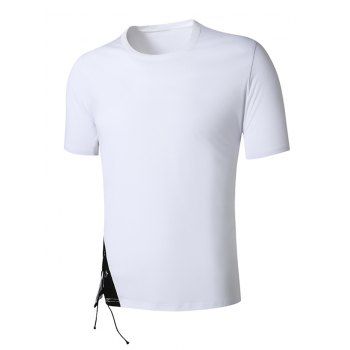 

Grommet Detail Lace-up Contrast T-shirt, White