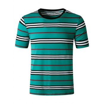 Striped Print Short Sleeves T Shirt dresslily imagine noua 2022