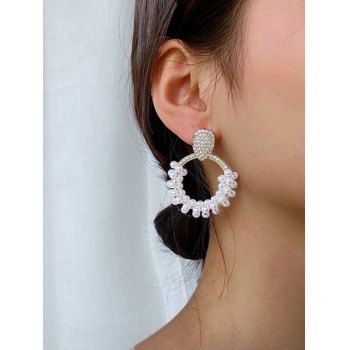 

Faux Pearl Rhinestone Circular Drop Earrings, Golden