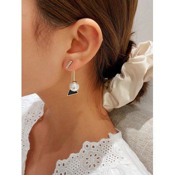 

Faux Pearl Triangle Drop Earrings, Golden
