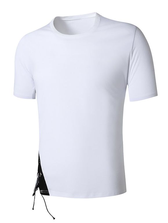 T-shirt Contrasté avec Œillet à Lacets - Blanc XXL | US 40