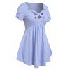 T-shirt Tunique Boutonné Croisé de Grande Taille - Violet clair 5X