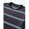 Striped Print Short Sleeves T Shirt - DARK GRAY M