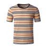 Striped Print Short Sleeves T Shirt - DARK GRAY XXL