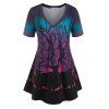 T-shirt à Imprimé Trapèze Animal Branche de Grande Taille - multicolor 2X