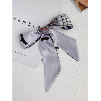 

Plaid Print Elongated Silky Scarf, Light gray