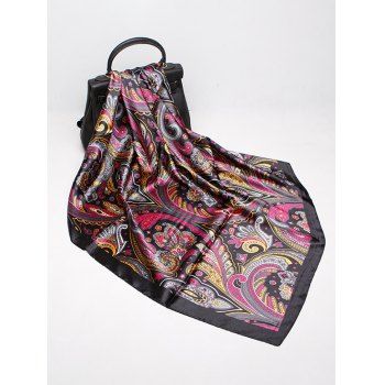 

Paisley Print Faux Silk Scarf, Black