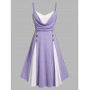 Robe Drapée à Bretelle Bicolore de Grande Taille - Pourpre L