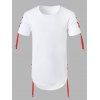 T-Shirt Décontracté de Couleur Unie avec Lacets - Blanc XXL