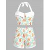 Maillot de Bain Tankini Dos-Nu à Imprimé Vie Marine Grande-Taille - Vert clair 2X