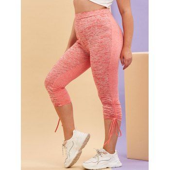 

Plus Size Space Dye Print Skinny Cinched Leggings, Light pink