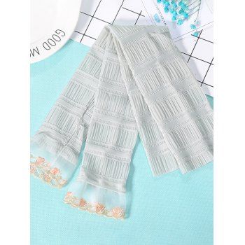 

Outdoor Pleated Floral Lace Sunproof Arm Sleeves, Cyan opaque