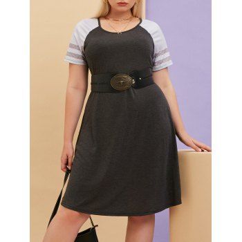 

Plus Size Raglan Sleeve Knee Length T-shirt Dress, Gray