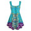 Plus Size Sleeveless Floral Print Swing Top - BLUE L