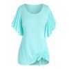 T-shirt Noué Sanglé de Grande Taille à Manches Papillon - Vert clair 2X