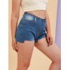Short Haut-Bas à Bordure Usée Grande Taille - Bleu 3XL