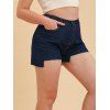 High Low Raw Hem Denim Plus Size Shorts - DEEP BLUE 5XL