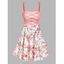 Mini Robe Décontractée à Imprimé Fleur à Taille Haute à Lacets en Ligne A - Rose clair XXL