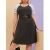 Robe T-shirt Longueur à Genou de Grande Taille à Manches Raglan - Gris 3X