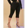 Legging Corsaire Panneau en Dentelle avec Chaîne de Grande Taille - Noir 5X