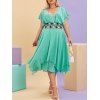 Robe Mouchoir en Mousseline avec Applique Floral Grande-Taille - Vert 1X