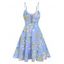 Sweet Floral Print Sundress Flare A Line Cutout Summer Cami Sundress - LIGHT BLUE XXXL