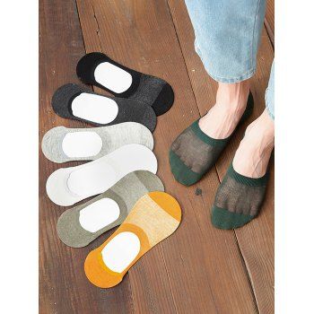 

7 Pairs Mesh Silica Gel Anti Skid Slip-on Socks Set, Multicolor a