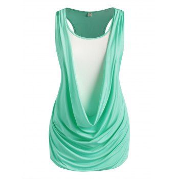 

Plus Size Draped Racerback 2 In 1 Ruched Tank Top, Light green