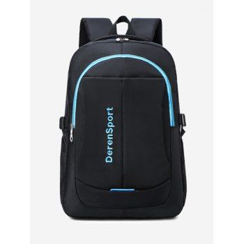

Contrast Letter Pattern Sports Travel Backpack, Blue