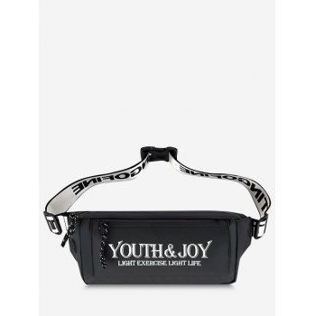 

Printed Letters Leisure Business Waterproof Waist Bag, Black