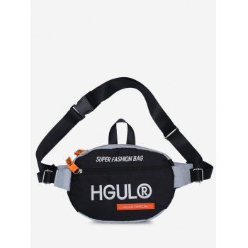 

Colorblock Embroidery Letters Reflective Chest Bag, Gray