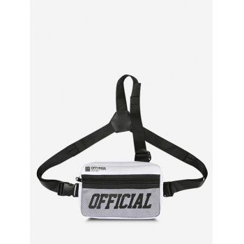 

Letters Print Mesh Layer Rectangle Chest Bag, White