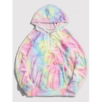 

Tie Dye Faux Fur Hoodie, Multicolor