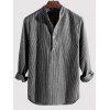 Chemise Rayée Imprimée Demi-Boutonnée à Manches Longues - Gris 3XL
