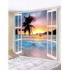 Tapisserie à Imprimé Coucher du Soleil et Bord de Mer à Travers la Fenêtre 3D - multicolor A W91 X L71 INCH