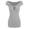 T-shirt Côtelé Noué avec Trou de Serrure - Gris L