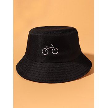 

Bicycle Embroidered Casual Bucket Hat, Black