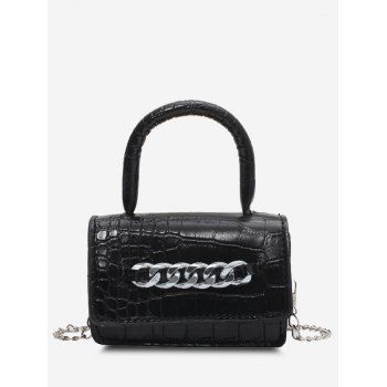 

Chunky Chain Embellished Embossed Crossbody Bag, Black