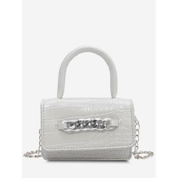 

Chunky Chain Embellished Embossed Crossbody Bag, White