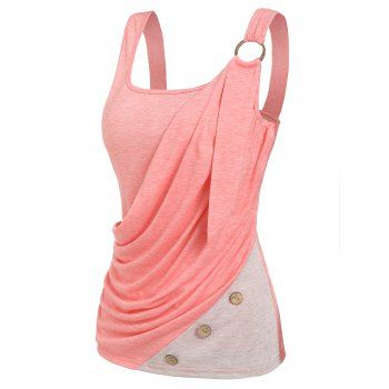 

O Ring Draped Two Tone Tank Top, Light pink