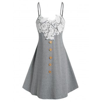 

Lace Applique Cami Sundress, Gray
