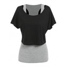 dresslily Cropped Plain T-shirt and Heathered Tank Top