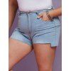 Short Haut-Bas à Bordure Usée Grande Taille - Bleu clair 4XL