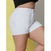 Short à Ourlet Brut de Grande Taille en Denim avec Poches - Blanc 3XL