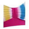 Plus Size Rainbow Stripe Flower High Rise Bikini Swimwear - multicolor 5X