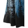 Plus Size 3D Jean Print Trees Knee Length Skirt - DEEP BLUE L
