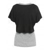Sporty Cropped Plain Scoop Neck T Shirt and Heathered Tank Top Set - multicolor XXL